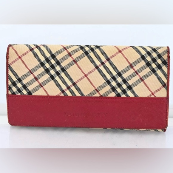 Burberry Kisslock Silver hardware Long Wallet w/ COA - Picture 1 of 8